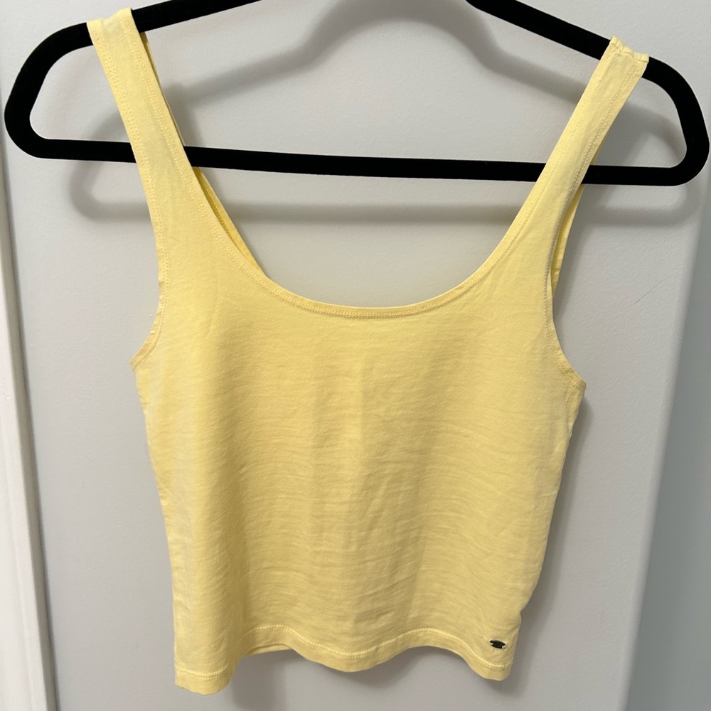 American Eagle Yellow Cropped Tank Top